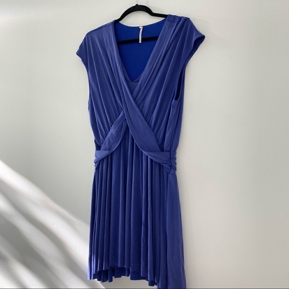 Free People Cupro Criss Cross V Cobalt Mini Dress - Picture 11 of 11